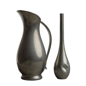 Vintage 60s MCM Royal Holland Pewter Pitcher And Bud Vase Lot